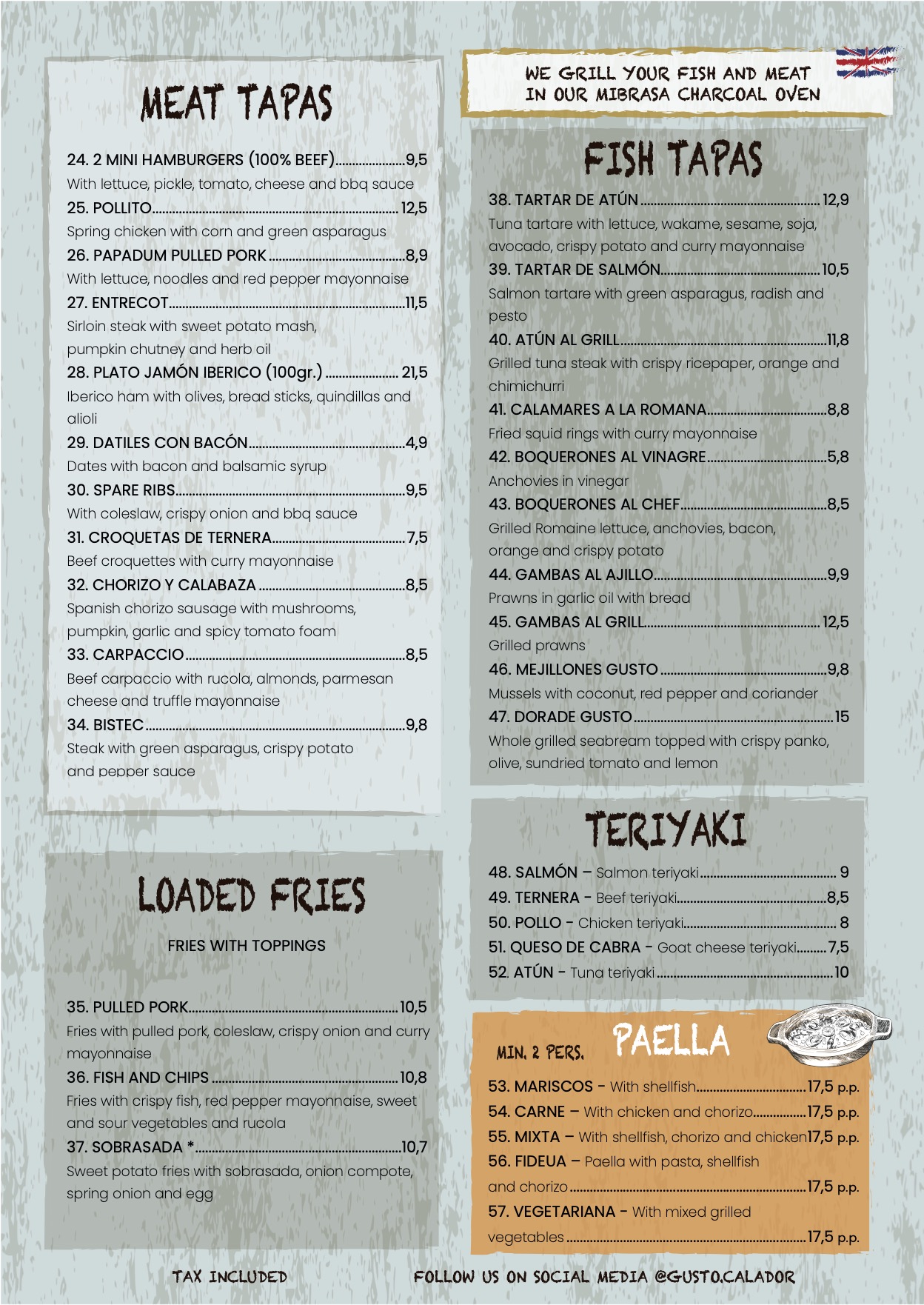 menu Restaurant Gusto